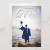 Inkt script afstuderen aankondiging fotokaart (Voorkant / Achterkant)