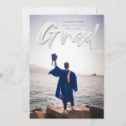 Inkt script afstuderen aankondiging fotokaart (Voorkant / Achterkant)