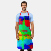 Inkt Splash Kleurrijke Kunst Vrolijk Kerstmis Rood Schort (Gedragen)