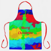 Inkt Splash Kleurrijke Kunst Vrolijk Kerstmis Rood Schort (Voorkant)