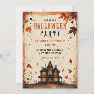 Inkt Spletters en vallen verlaat Halloween Party Kaart