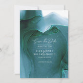 Inkt Stroom Wedding sparen de Datum Blauwgroen ID7 Save The Date (Achterkant)