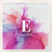 Inkt stropdas-kleurstofroze moderne chic douane Mo Glazen Onderzetter (Voorkant)