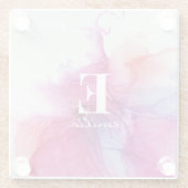 Inkt stropdas-kleurstofroze moderne chic douane Mo Glazen Onderzetter (Achterkant)