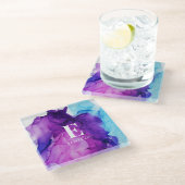 Inkt stropdas-kleurstofroze moderne chic douane Mo Glazen Onderzetter (Schuin)