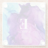 Inkt stropdas-kleurstofroze moderne chic douane Mo Glazen Onderzetter (Achterkant)