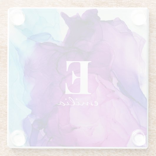 Inkt stropdas-kleurstofroze moderne chic douane Mo Glazen Onderzetter (Achterkant)