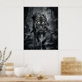 Inkt Tijger Jungle Storm Poster (Keuken)