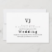 Inkt Typewriter bruiloft uitnodigingen Zwart Wit (Voorkant)