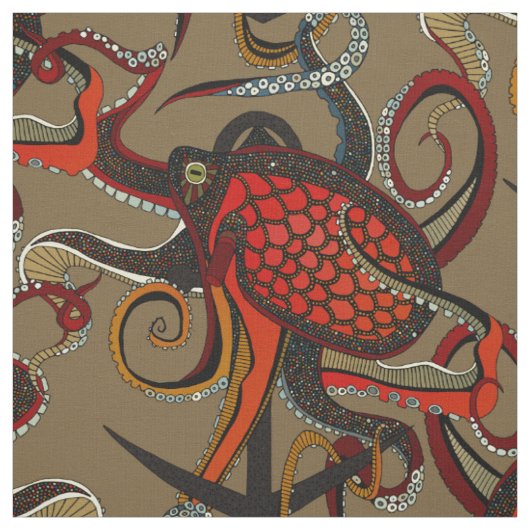 inkt van octopus umberbruin stof (Swatch)