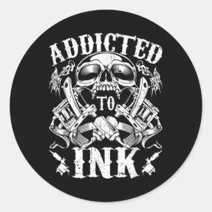 Inkt verslaafd aan Tattoo Ronde Sticker