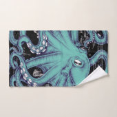 Inkt voor octopus Blauwgroen kaart Bad Handdoek (Handdoek)