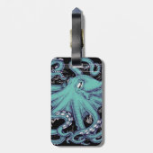 Inkt voor octopus Blauwgroen  kaart Bagagelabel (Achterkant verticaal)