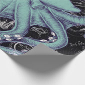 Inkt voor octopus Blauwgroen kaart Cadeaupapier (Hoek)
