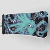 Inkt voor octopus Blauwgroen  kaart Golfheadcover (Voorkant)