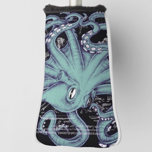 Inkt voor octopus Blauwgroen  kaart Golfheadcover (Draai 90)