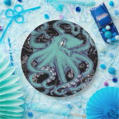 Inkt voor octopus Blauwgroen kaart Papieren Bordje (Feest)