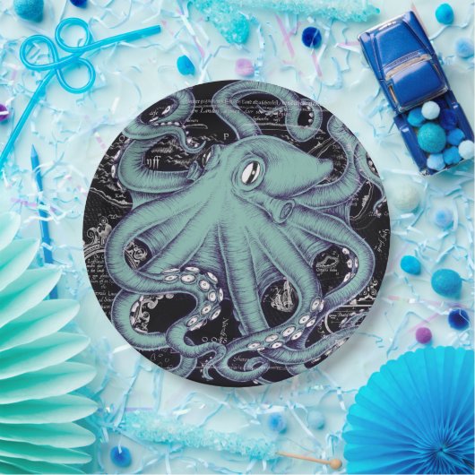 Inkt voor octopus Blauwgroen  kaart Papieren Bordje (Feest)