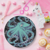 Inkt voor octopus Blauwgroen kaart Papieren Bordje (Feest)