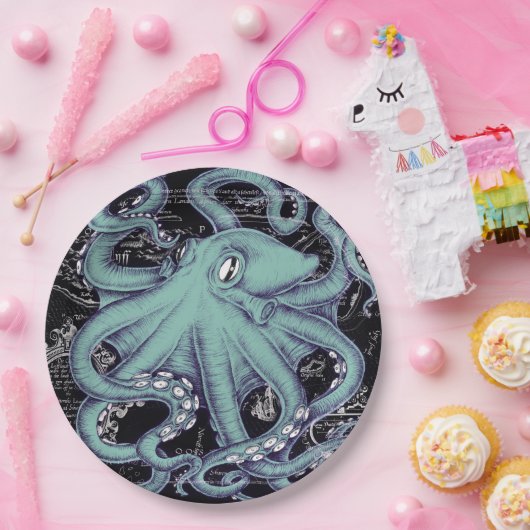Inkt voor octopus Blauwgroen  kaart Papieren Bordje (Feest)