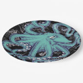 Inkt voor octopus Blauwgroen kaart Papieren Bordje (Gekanteld)