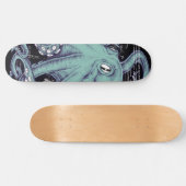 Inkt voor octopus Blauwgroen  kaart Persoonlijk Skateboard (Horizontaal)