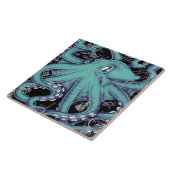 Inkt voor octopus Blauwgroen  kaart Tegeltje (Zijkant)