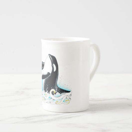 Inkt voor orca-walvis porselein kop (Voorkant rechts)