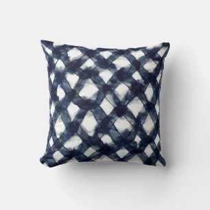 Inkt Waterverf blauw geometrisch patroon Kussen