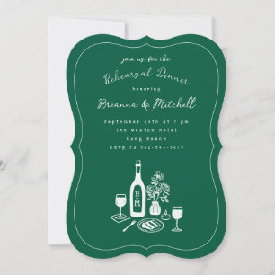 Inkt Whimsical Hand Getekende Groene Oefenavondmaa Kaart