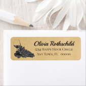 Inkt Wijn Glas Druiven Oud papier Achtergrond Etiket (Insitu)