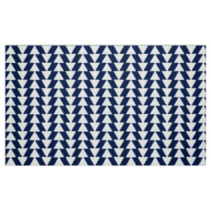 Inktachtige Driehoeken - Wit op Donkerblauw 001744 Stof