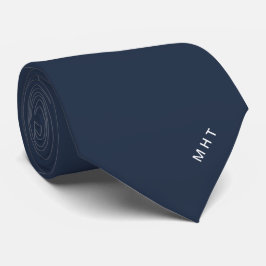 Inktblauw Moderne Initialen Minimalistische Monogr Stropdas