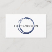 INKTBLAUWE NAVY BRUSH STROKE VLEK CIRKEL MARK LOGO VISITEKAARTJE (Voorkant)