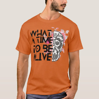 inktbloemen en schedel kunst wat een tijd om aliv  t-shirt