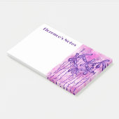 Inktbloemen paarse en roze post-it® notes (Schuin)