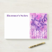 Inktbloemen paarse en roze post-it® notes (Op bureau)