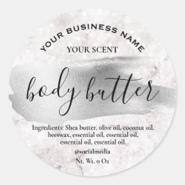 Inktborstelslag Zilveren body boterlabels Ronde Sticker