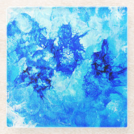 Inktdruppels blauw abstract kunst onderzetter