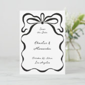 Inkte linten en strik save the date (Staand voorkant)