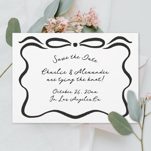 Inkte linten en strik save the date