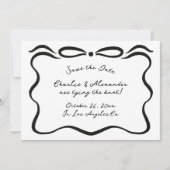 Inkte linten en strik save the date (Voorkant)