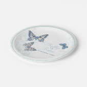 Inkte vlinders hemelsblauw koraal witte kunst brui papieren bordje (Gekanteld)