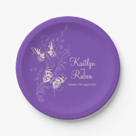 Inkte vlinders paarse kunst bruiloft papier borden papieren bordje