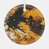 Inktexplosie: Kleurrijke Abstracte spatten Glas Ornament (Voorkant)