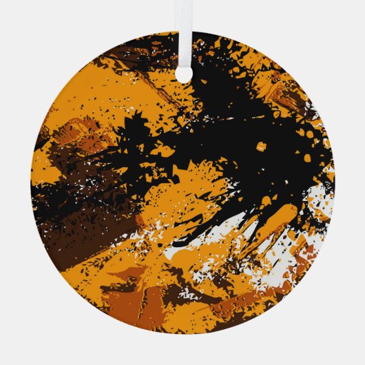 Inktexplosie: Kleurrijke Abstracte spatten Glas Ornament (Achterkant)