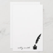 Inktfles met Quill Stationery Briefpapier (Voorkant / Achterkant)