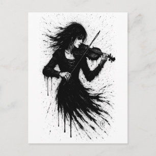 Inktgeboren violist in de storm van geluid briefkaart