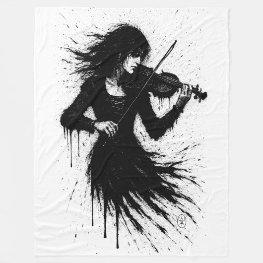 Inktgeboren violist in de storm van geluid fleece deken (Voorkant)