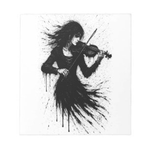 Inktgeboren violist in de storm van geluid notitieblok